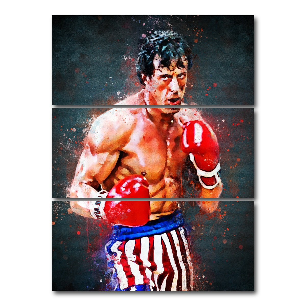 AUTO-MOCKUP WHITE | Rocky Balboa | 3 Piece | Gallery Wrap Canvas | group=8x18_stacked
