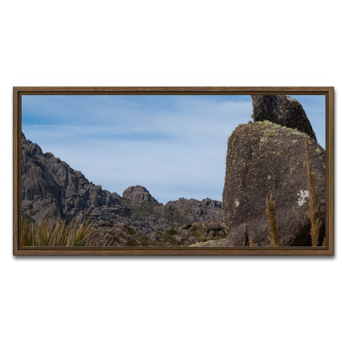 AUTO-MOCKUP WHITE | Rocky Mountains in Brazil | 1 Piece | Walnut Framed Canvas | group=2x1