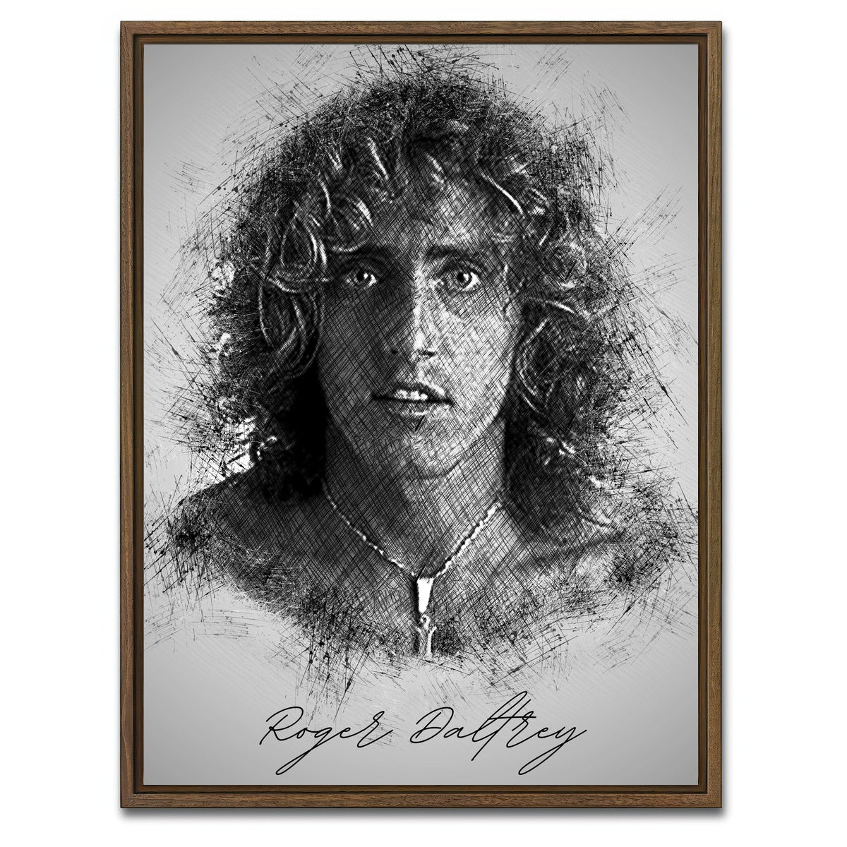 AUTO-MOCKUP WHITE | Roger Daltrey Sketch | 1 Piece | Walnut Framed Canvas | group=3x4