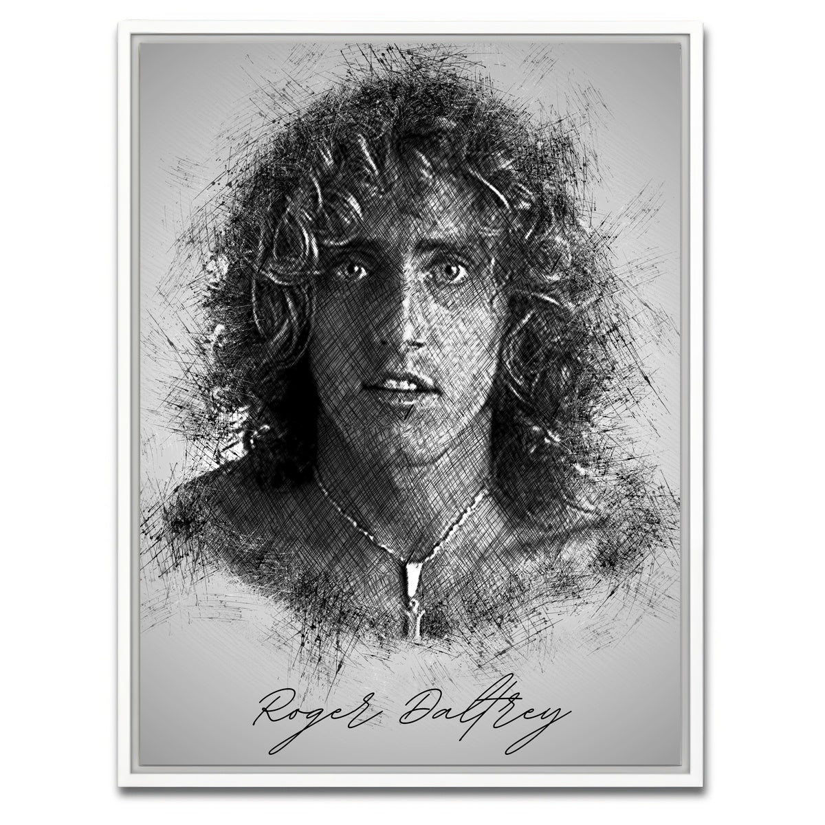 AUTO-MOCKUP WHITE | Roger Daltrey Sketch | 1 Piece | White Framed Canvas | group=3x4