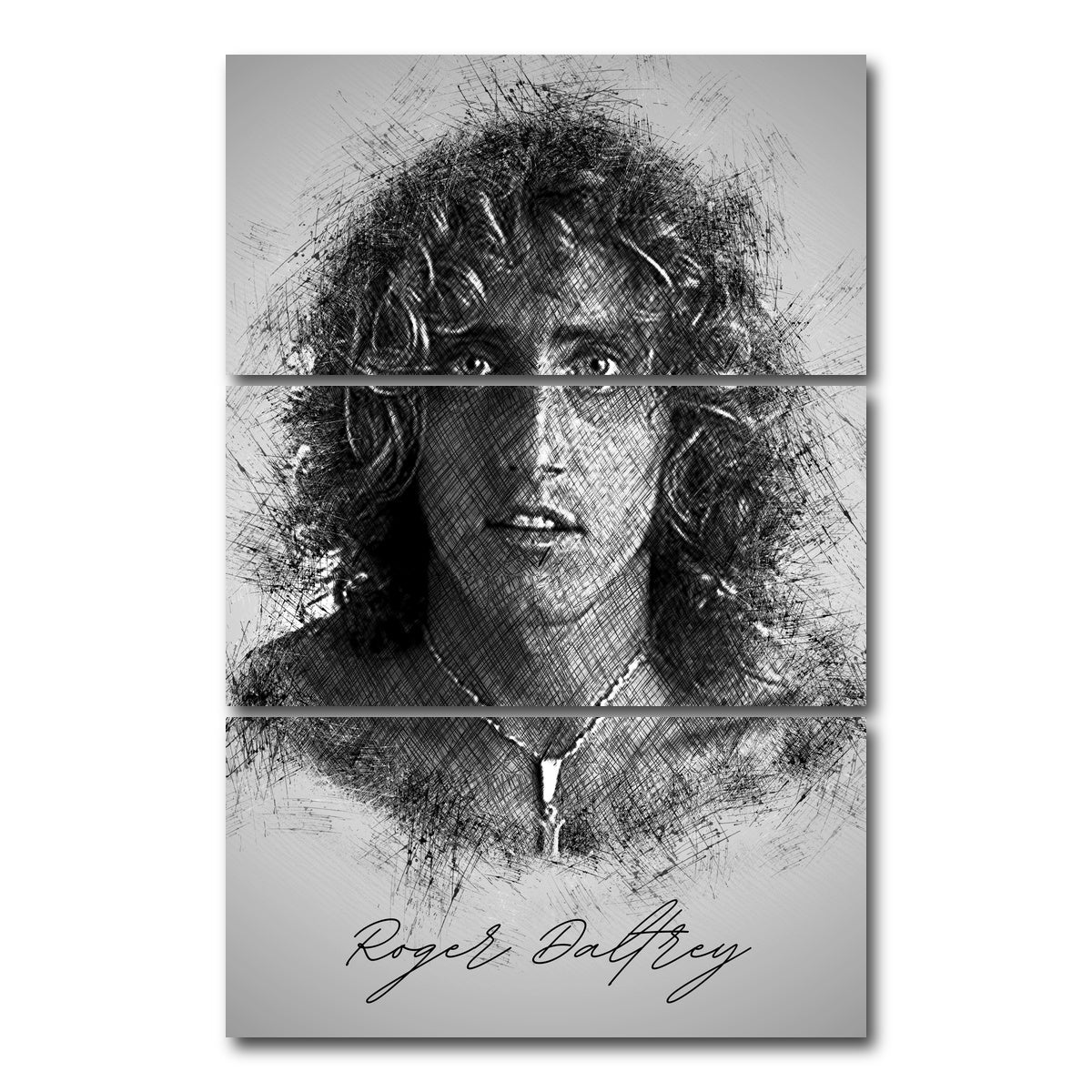 AUTO-MOCKUP WHITE | Roger Daltrey Sketch | 3 Piece | Gallery Wrap Canvas | group=12x24_stacked