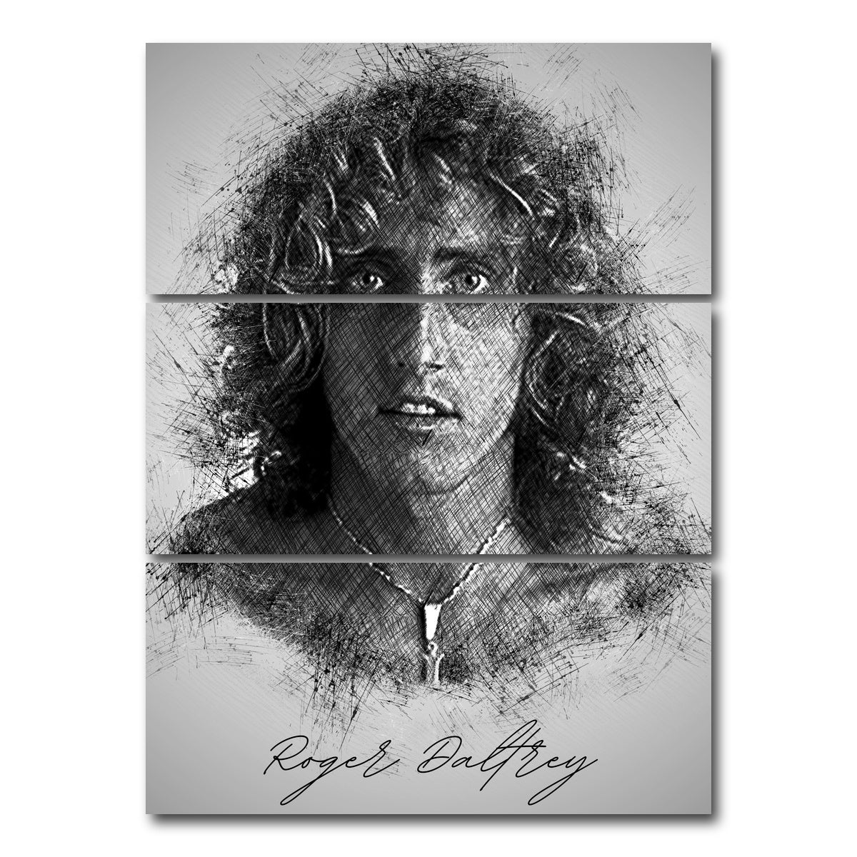 AUTO-MOCKUP WHITE | Roger Daltrey Sketch | 3 Piece | Gallery Wrap Canvas | group=8x18_stacked