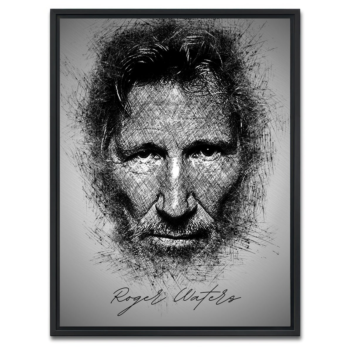 AUTO-MOCKUP WHITE | Roger Waters Sketch | 1 Piece | Black Framed Canvas | group=3x4