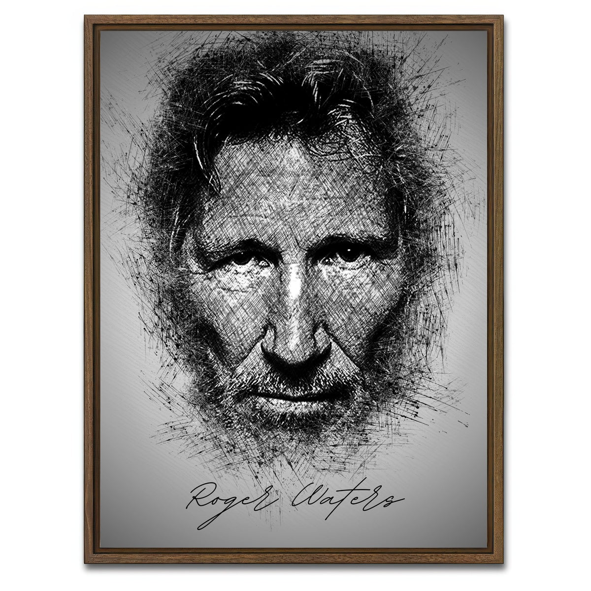 AUTO-MOCKUP WHITE | Roger Waters Sketch | 1 Piece | Walnut Framed Canvas | group=3x4