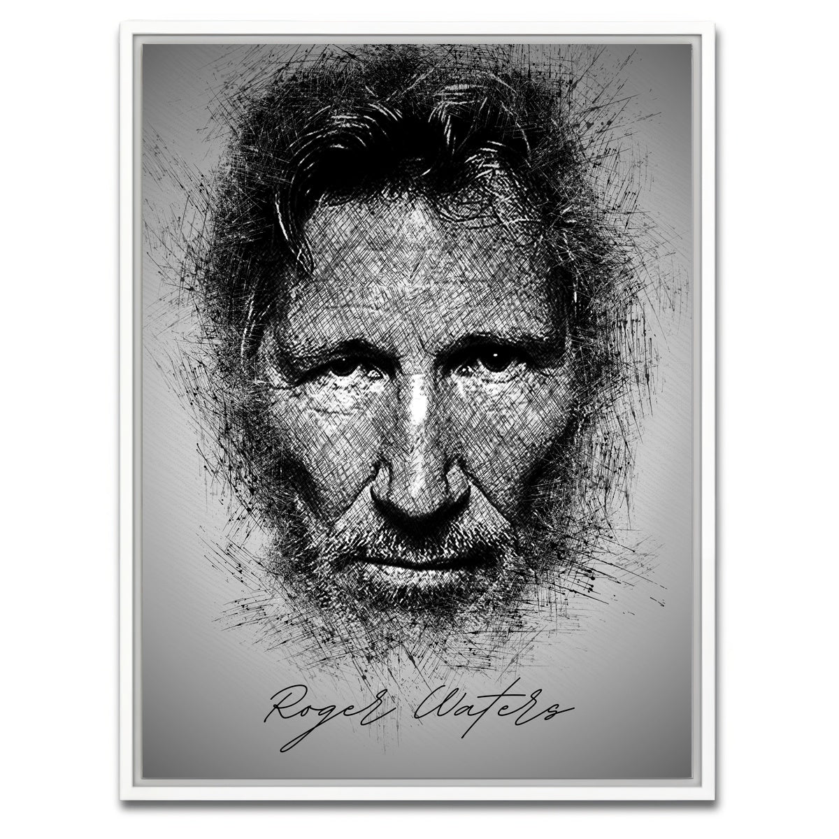 AUTO-MOCKUP WHITE | Roger Waters Sketch | 1 Piece | White Framed Canvas | group=3x4