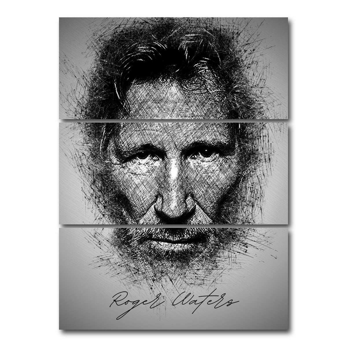 AUTO-MOCKUP WHITE | Roger Waters Sketch | 3 Piece | Gallery Wrap Canvas | group=8x18_stacked