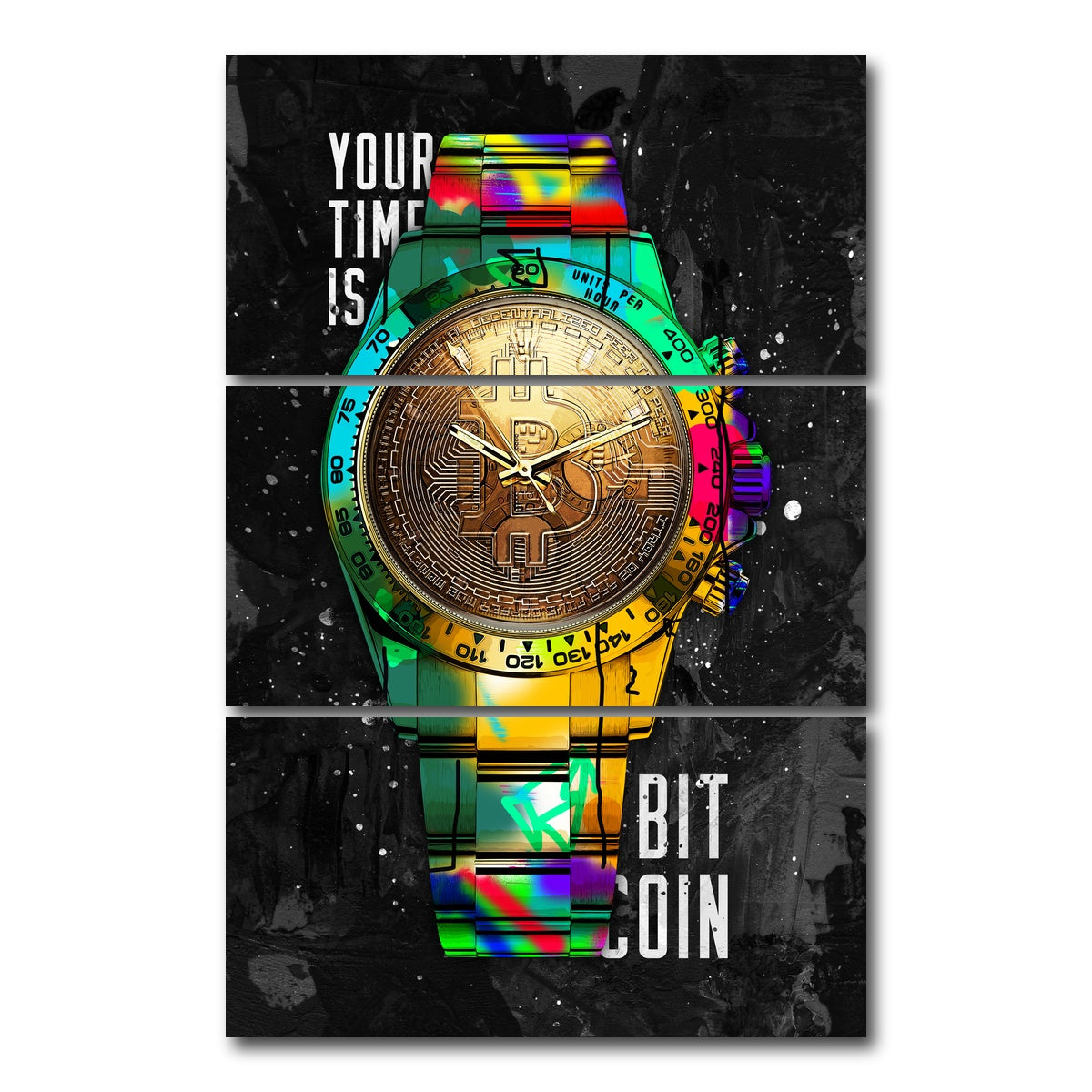 AUTO-MOCKUP WHITE | Rolex bitcoin | 3 Piece | Gallery Wrap Canvas | group=12x24_stacked