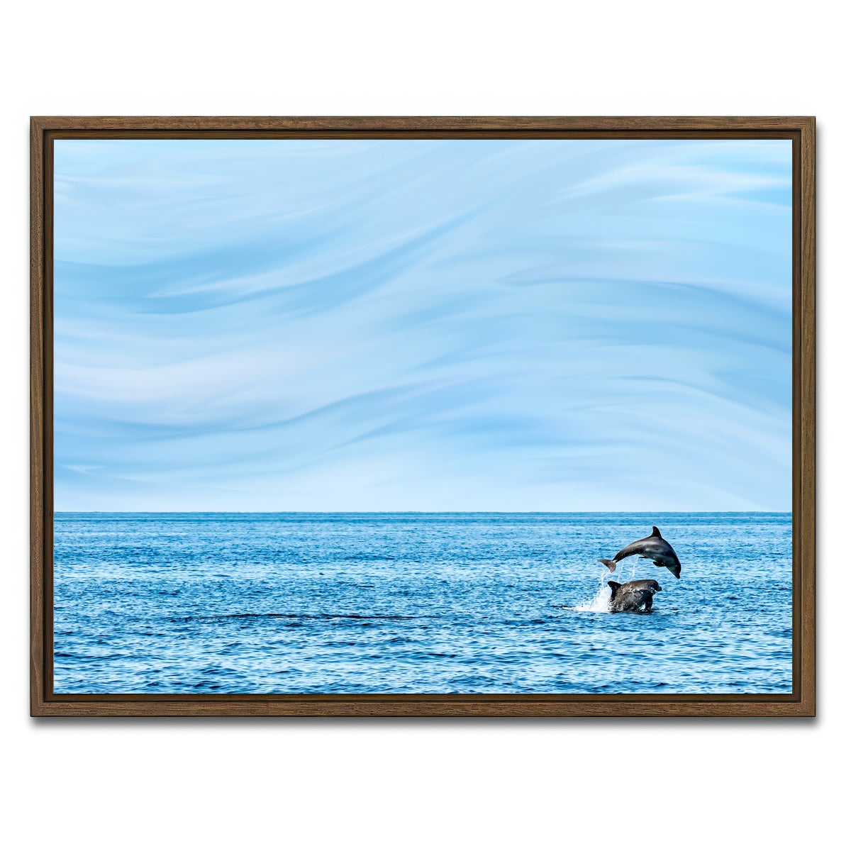 AUTO-MOCKUP WHITE | Rollin jumping dolphins | 1 Piece | Walnut Framed Canvas | group=4x3