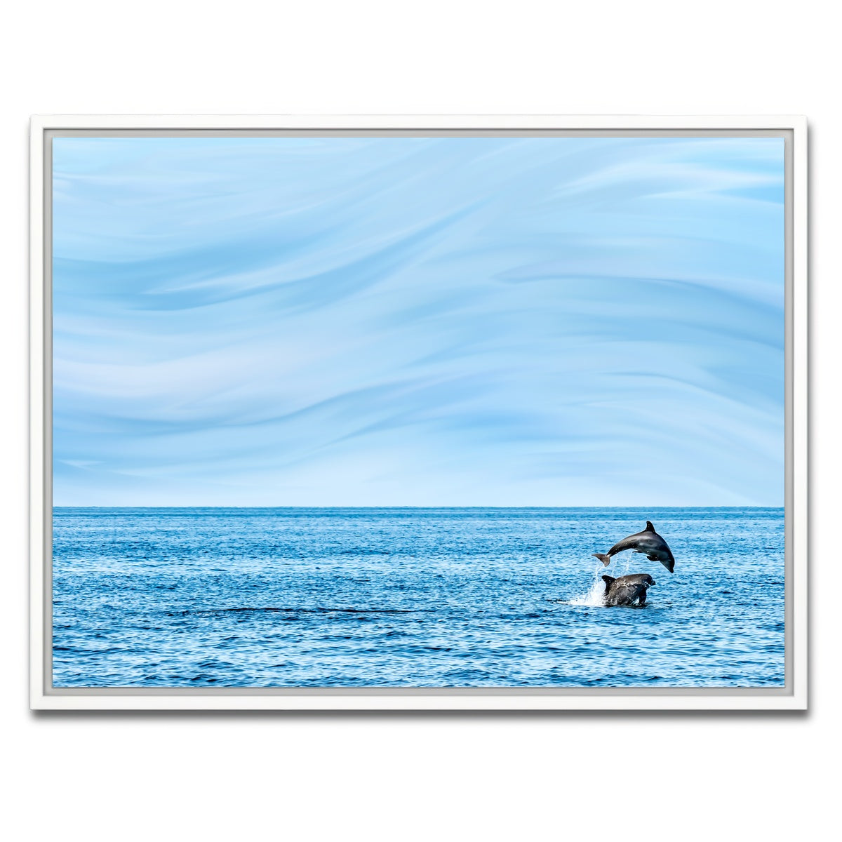 AUTO-MOCKUP WHITE | Rollin jumping dolphins | 1 Piece | White Framed Canvas | group=4x3