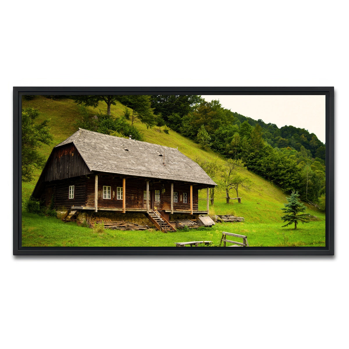 AUTO-MOCKUP WHITE | Romanian Cabin | 1 Piece | Black Framed Canvas | group=2x1