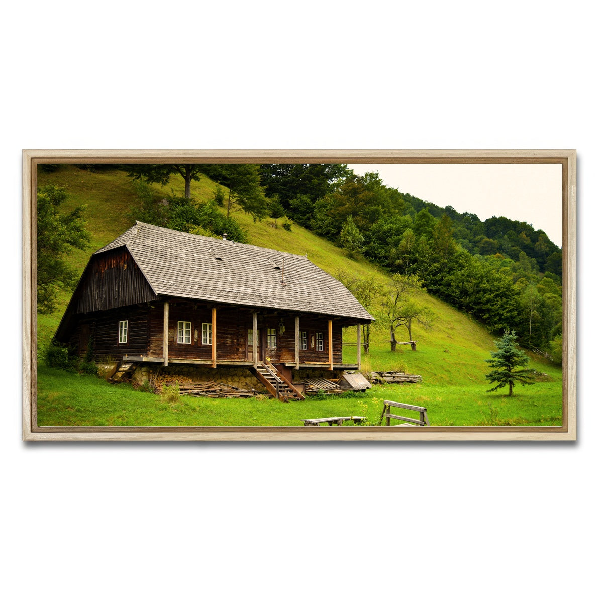 AUTO-MOCKUP WHITE | Romanian Cabin | 1 Piece | Natural Framed Canvas | group=2x1