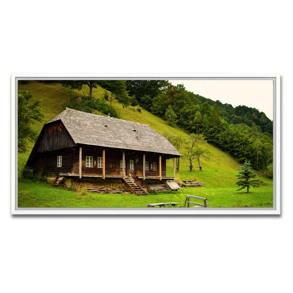 AUTO-MOCKUP WHITE | Romanian Cabin | 1 Piece | White Framed Canvas | group=2x1