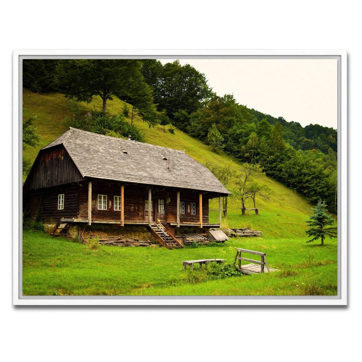 AUTO-MOCKUP WHITE | Romanian Cabin | 1 Piece | White Framed Canvas | group=4x3