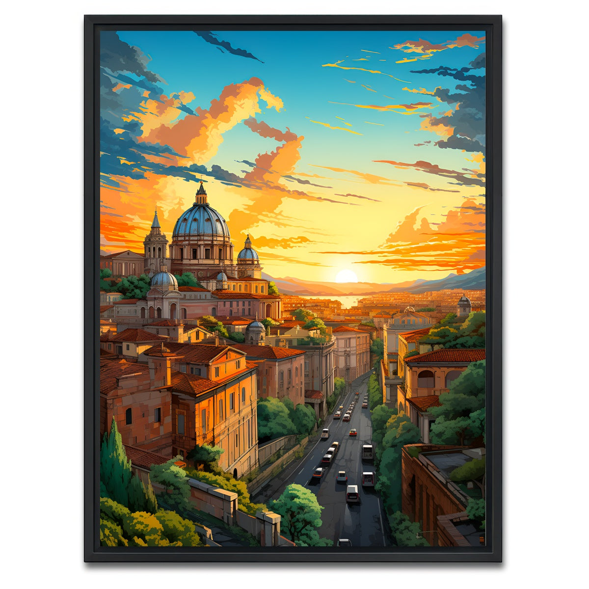 AUTO-MOCKUP WHITE | Rome - St. Peter's Basilica | 1 Piece | Black Framed Canvas | group=3x4