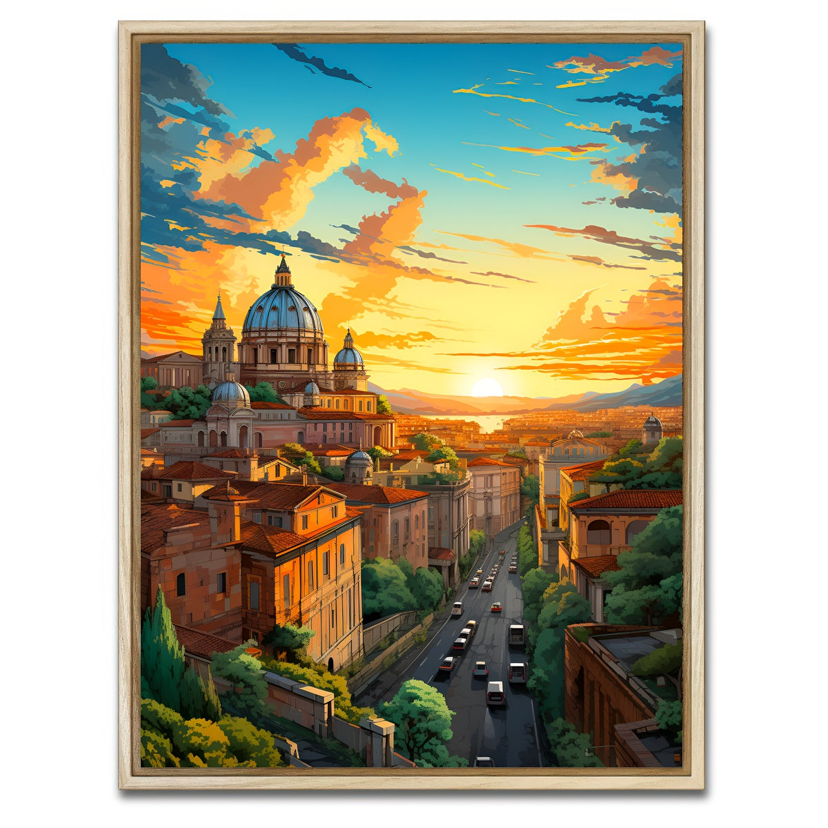 AUTO-MOCKUP WHITE | Rome - St. Peter's Basilica | 1 Piece | Natural Framed Canvas | group=3x4
