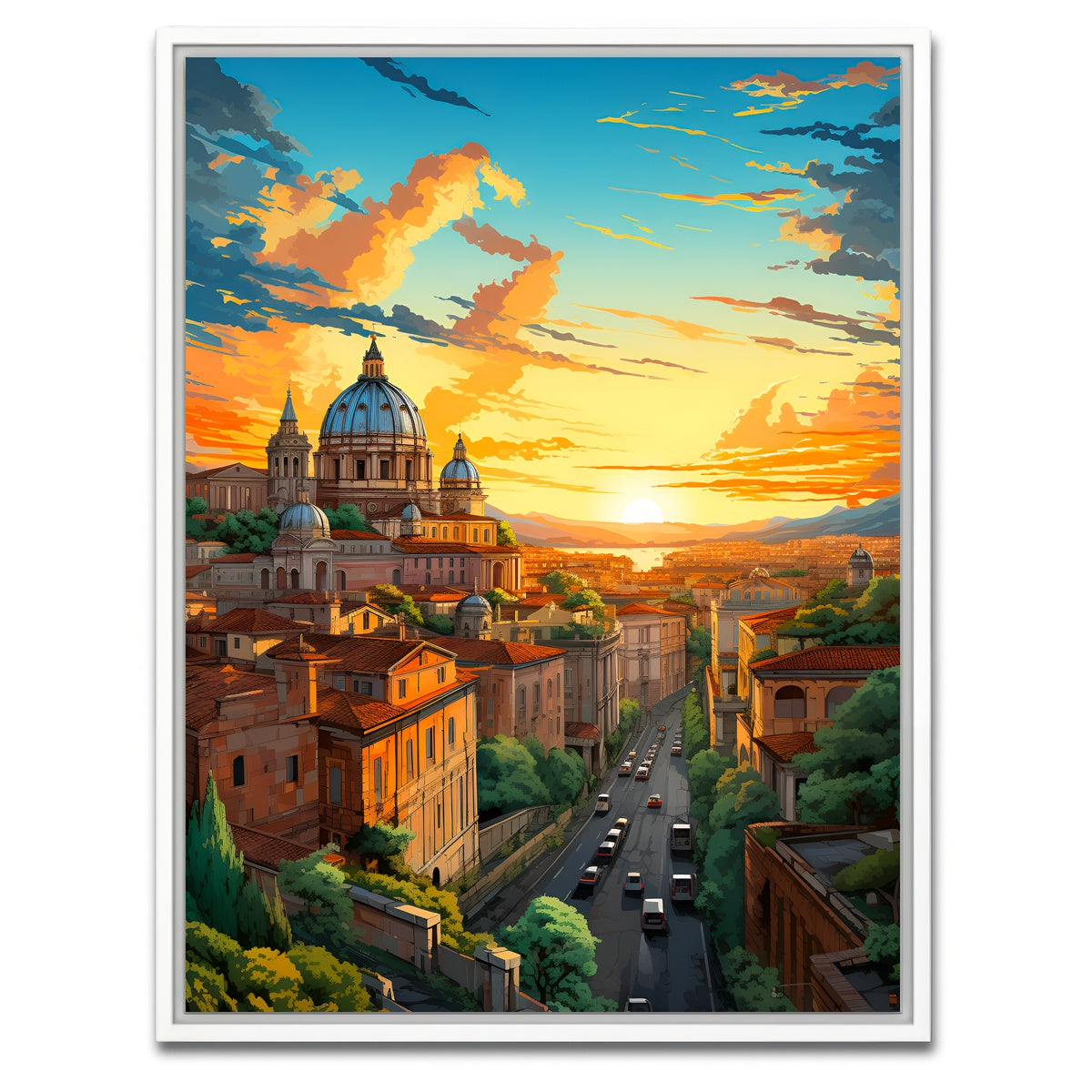 AUTO-MOCKUP WHITE | Rome - St. Peter's Basilica | 1 Piece | White Framed Canvas | group=3x4