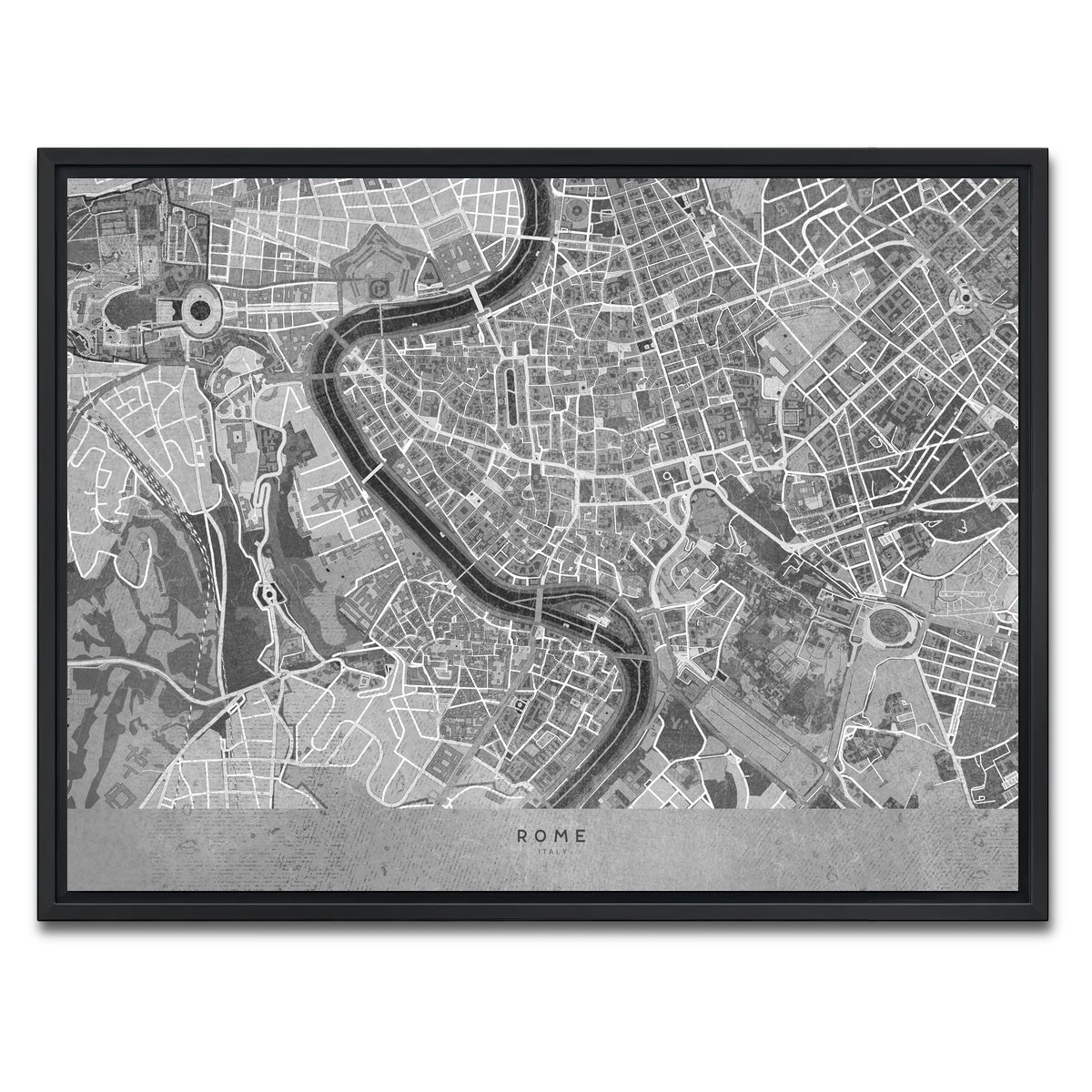 AUTO-MOCKUP WHITE | Rome Map 2 | 1 Piece | Black Framed Canvas | group=4x3