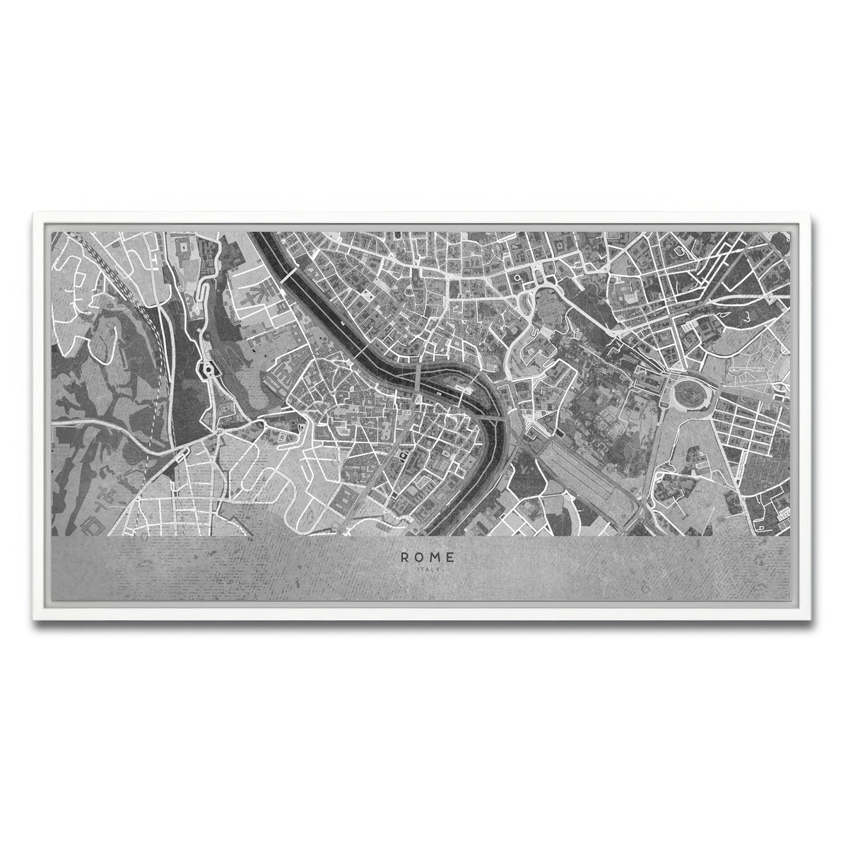 AUTO-MOCKUP WHITE | Rome Map 2 | 1 Piece | White Framed Canvas | group=2x1