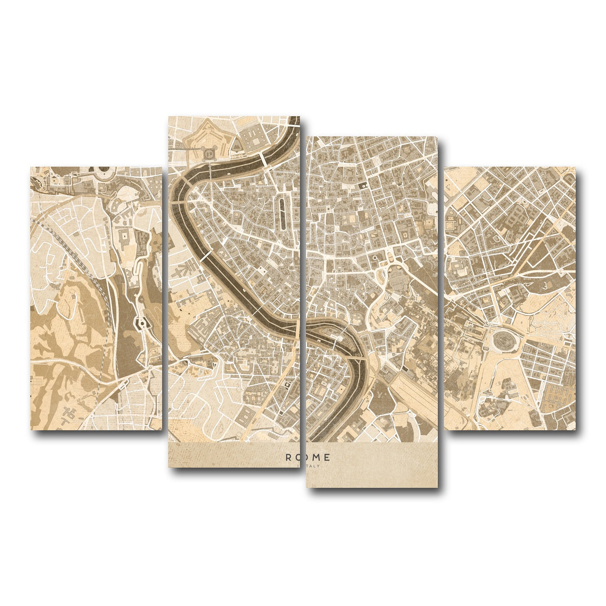 AUTO-MOCKUP WHITE | Rome Map | 4 Piece | Gallery Wrap Canvas | group=4_short