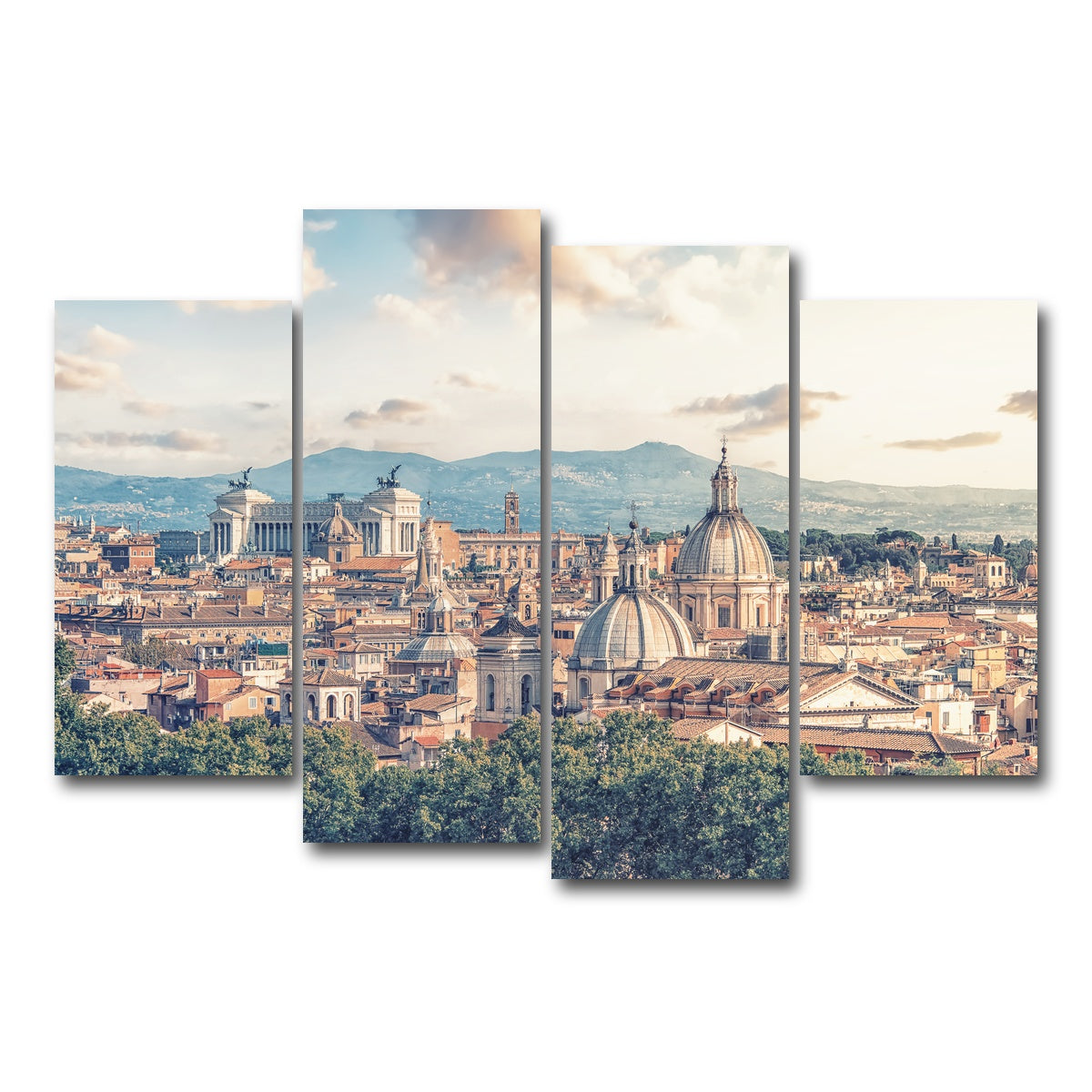 AUTO-MOCKUP WHITE | Rome Roofs | 4 Piece | Gallery Wrap Canvas | group=4_short