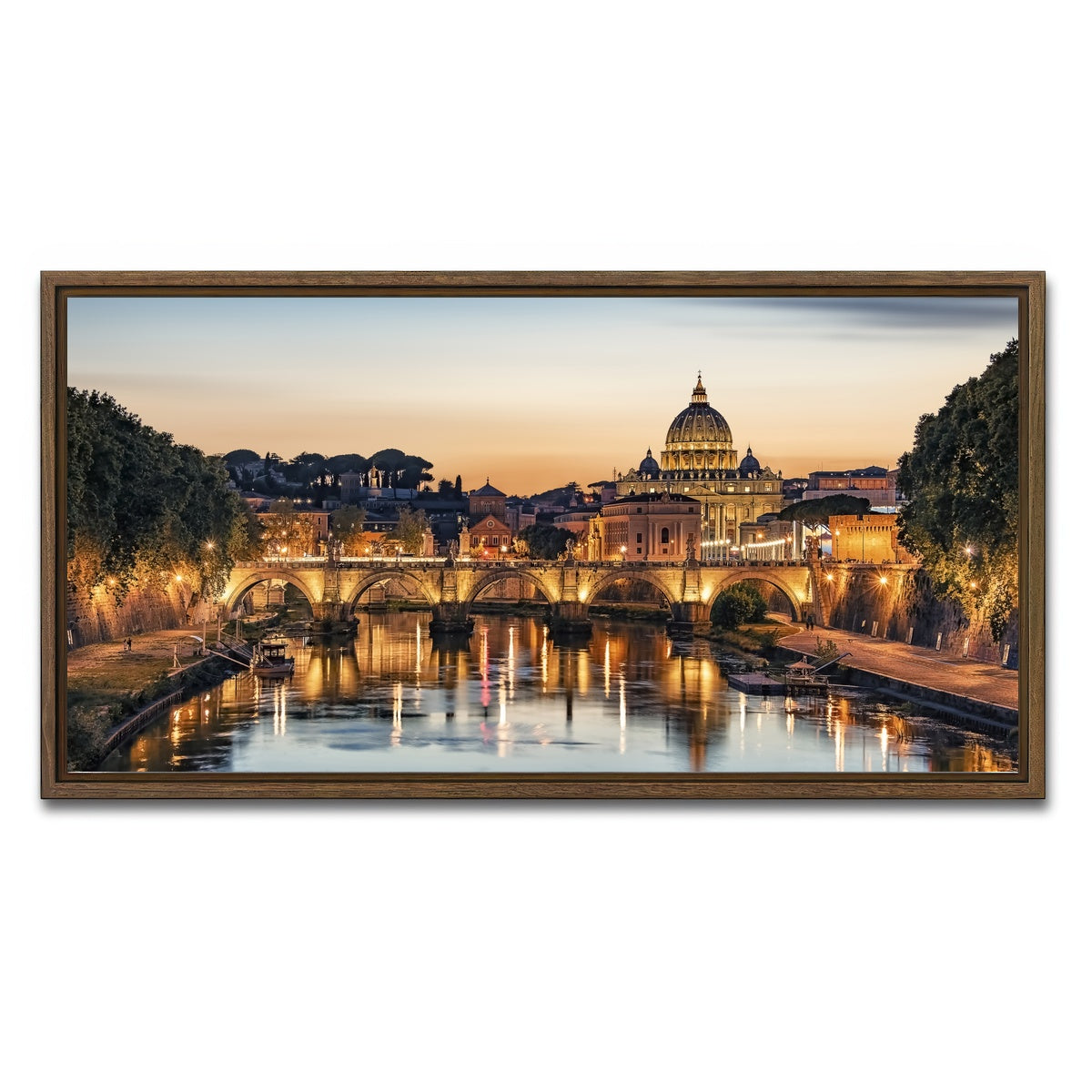 AUTO-MOCKUP WHITE | Rome Sunset | 1 Piece | Walnut Framed Canvas | group=2x1
