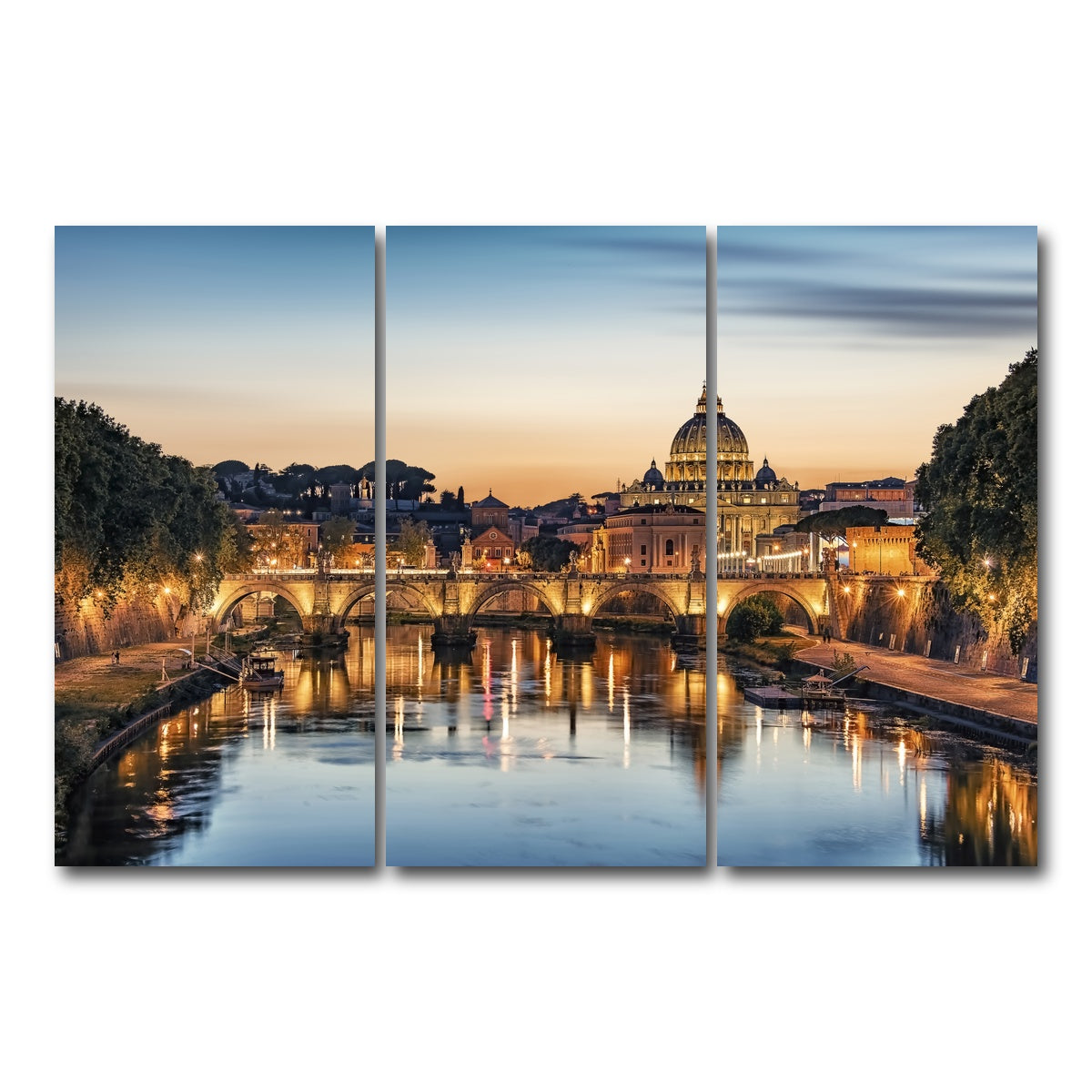 AUTO-MOCKUP WHITE | Rome Sunset | 3 Piece | Gallery Wrap Canvas | group=12x24