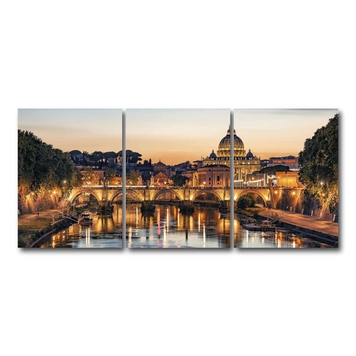 AUTO-MOCKUP WHITE | Rome Sunset | 3 Piece | Gallery Wrap Canvas | group=18x24