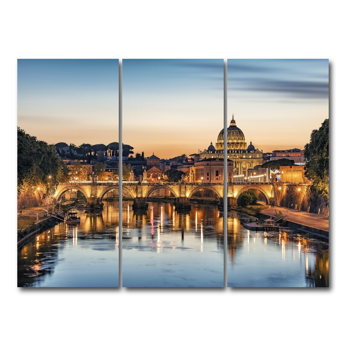 AUTO-MOCKUP WHITE | Rome Sunset | 3 Piece | Gallery Wrap Canvas | group=8x18
