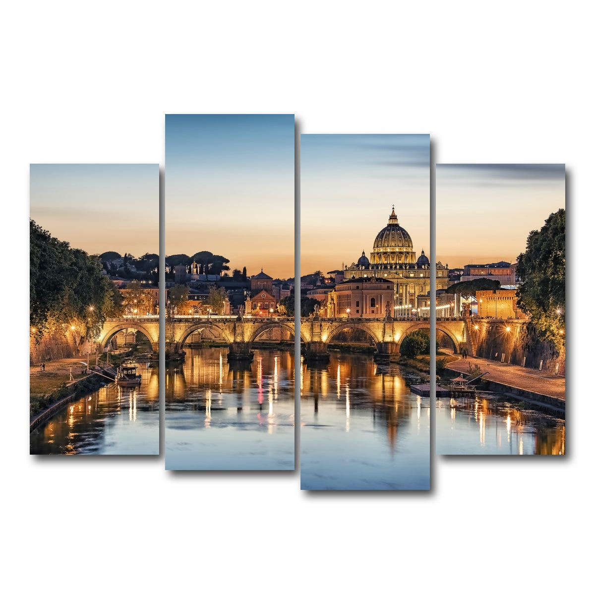 AUTO-MOCKUP WHITE | Rome Sunset | 4 Piece | Gallery Wrap Canvas | group=4_normal
