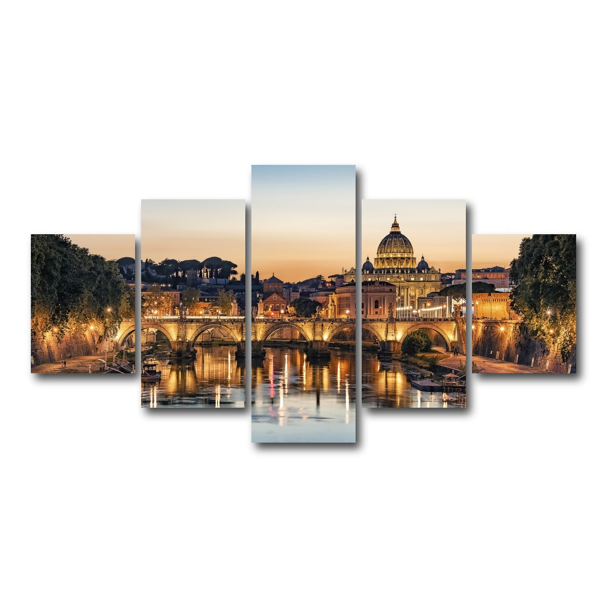 AUTO-MOCKUP WHITE | Rome Sunset | 5 Piece | Gallery Wrap Canvas | group=5_short