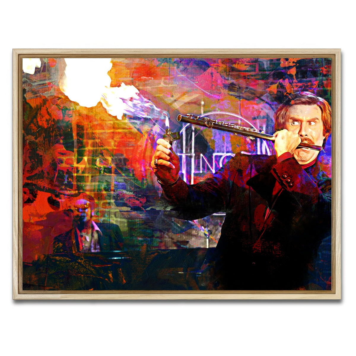 AUTO-MOCKUP WHITE | Ron Burgundy Flute | 1 Piece | Natural Framed Canvas | group=4x3