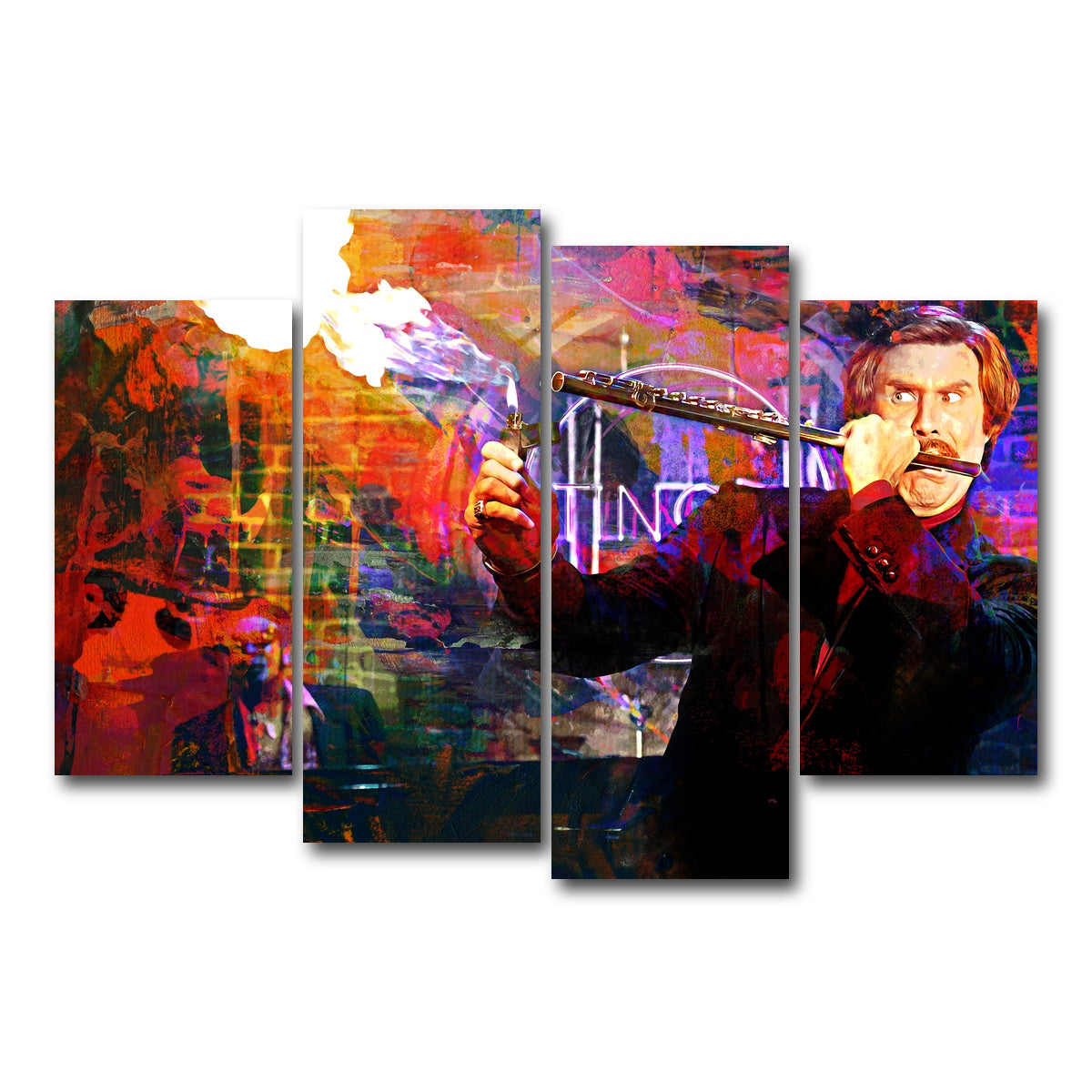 AUTO-MOCKUP WHITE | Ron Burgundy Flute | 4 Piece | Gallery Wrap Canvas | group=4_short
