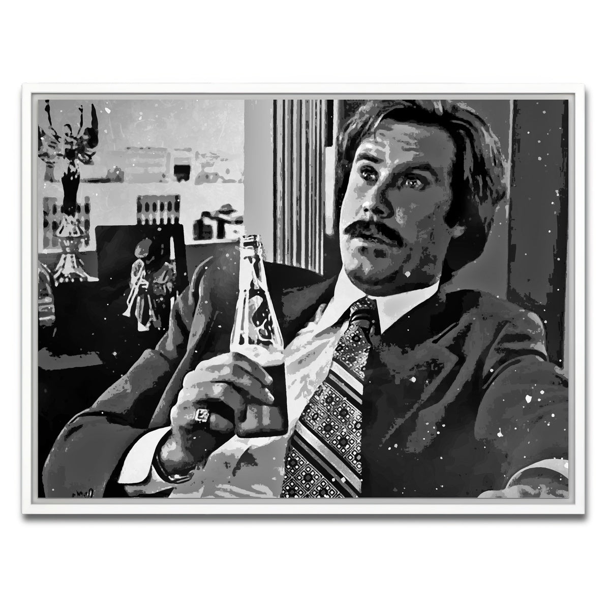 AUTO-MOCKUP WHITE | Ron Burgundy grayscale | 1 Piece | White Framed Canvas | group=4x3