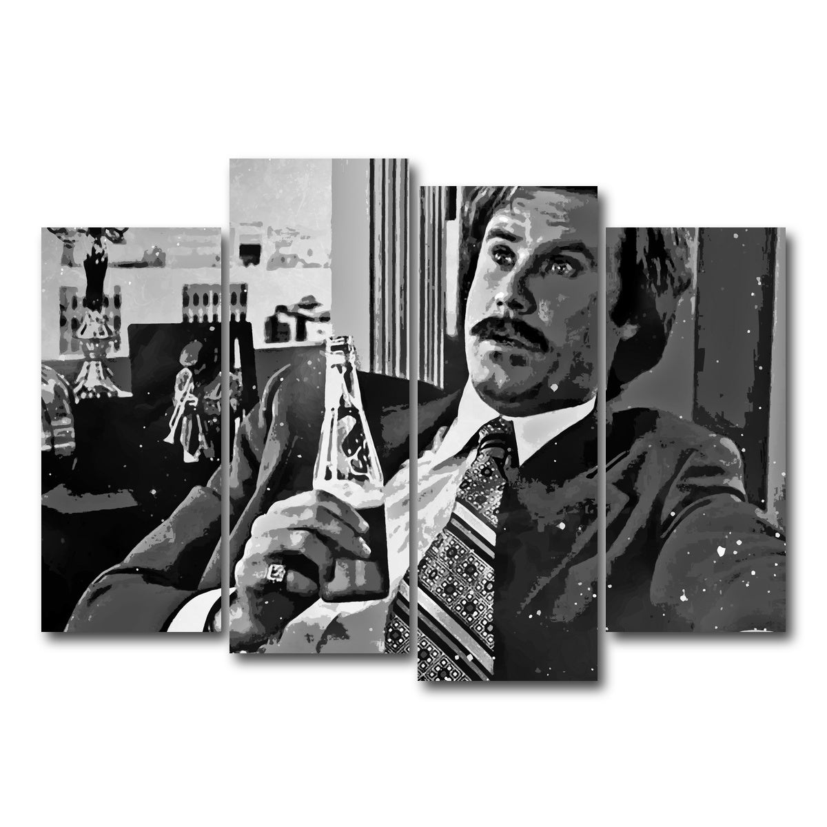 AUTO-MOCKUP WHITE | Ron Burgundy grayscale | 4 Piece | Gallery Wrap Canvas | group=4_normal