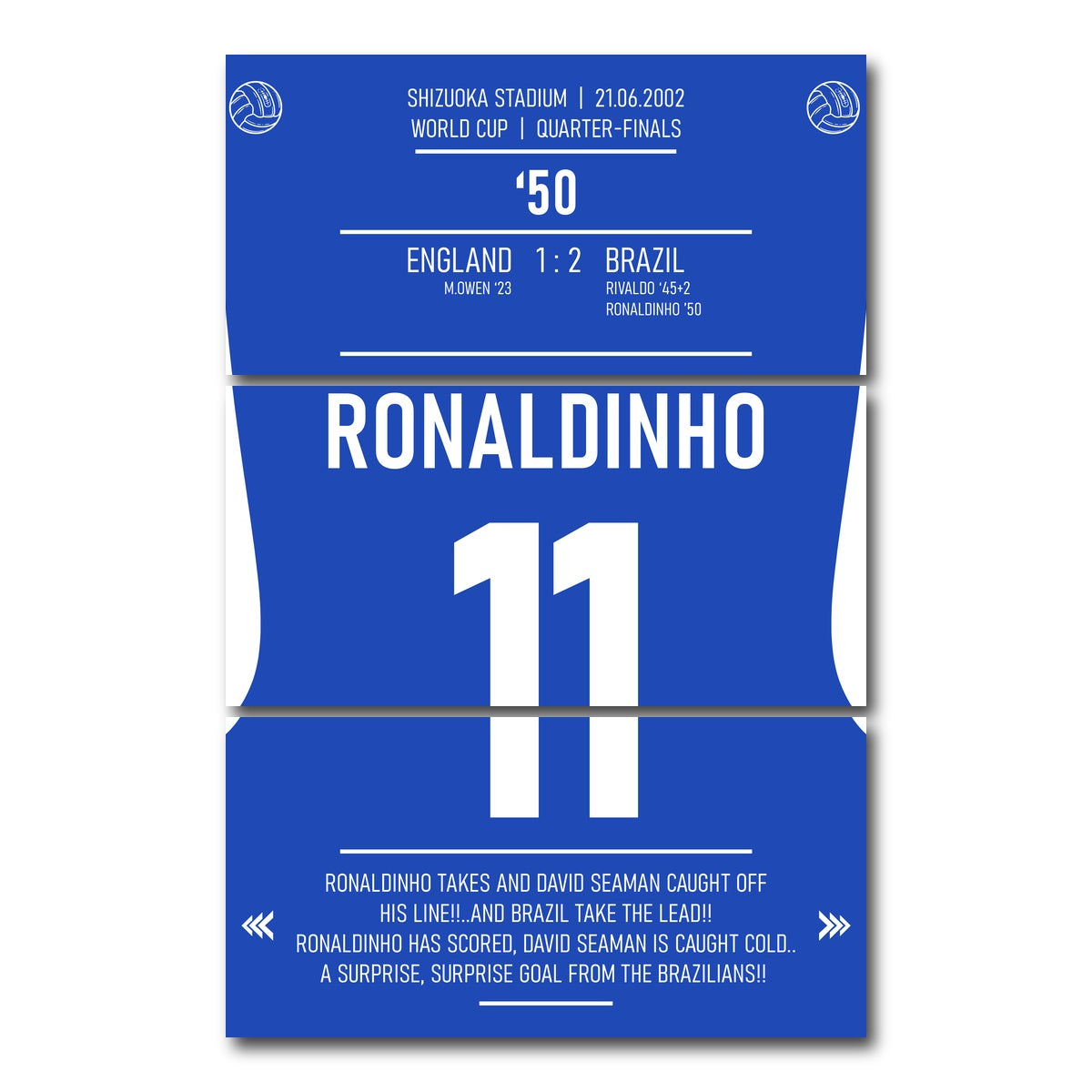 AUTO-MOCKUP WHITE | Ronaldinho Brazil | 3 Piece | Gallery Wrap Canvas | group=12x24_stacked