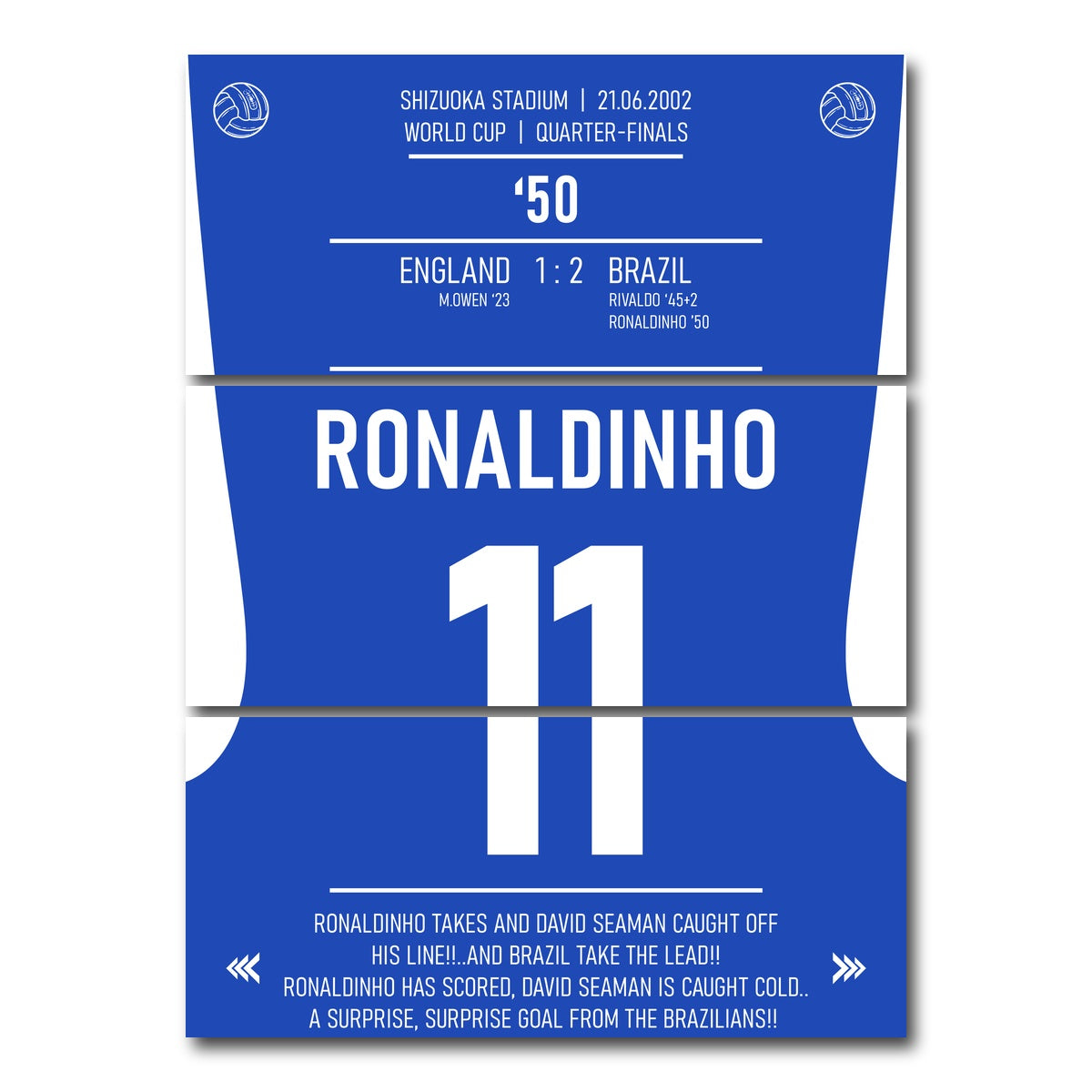 AUTO-MOCKUP WHITE | Ronaldinho Brazil | 3 Piece | Gallery Wrap Canvas | group=8x18_stacked