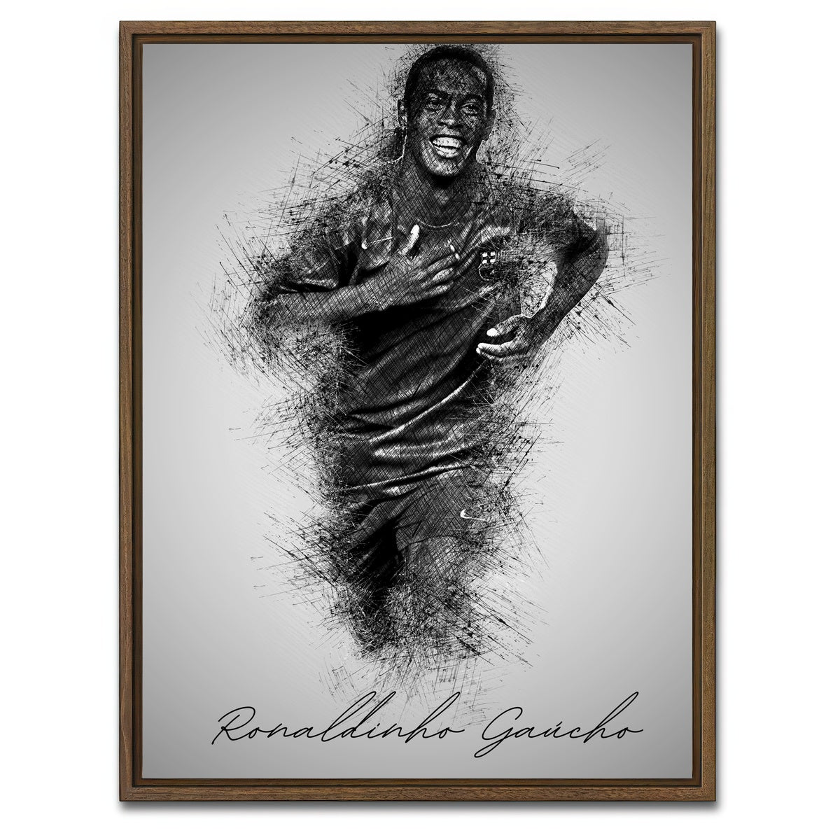 AUTO-MOCKUP WHITE | Ronaldinho Gaucho | 1 Piece | Walnut Framed Canvas | group=3x4