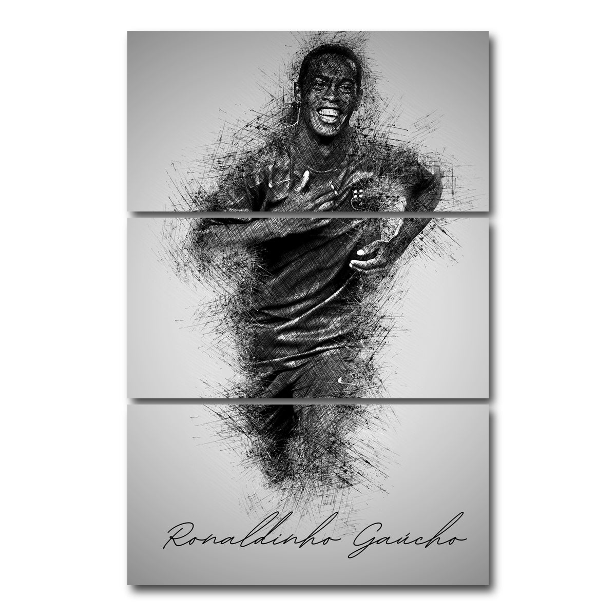 AUTO-MOCKUP WHITE | Ronaldinho Gaucho | 3 Piece | Gallery Wrap Canvas | group=12x24_stacked