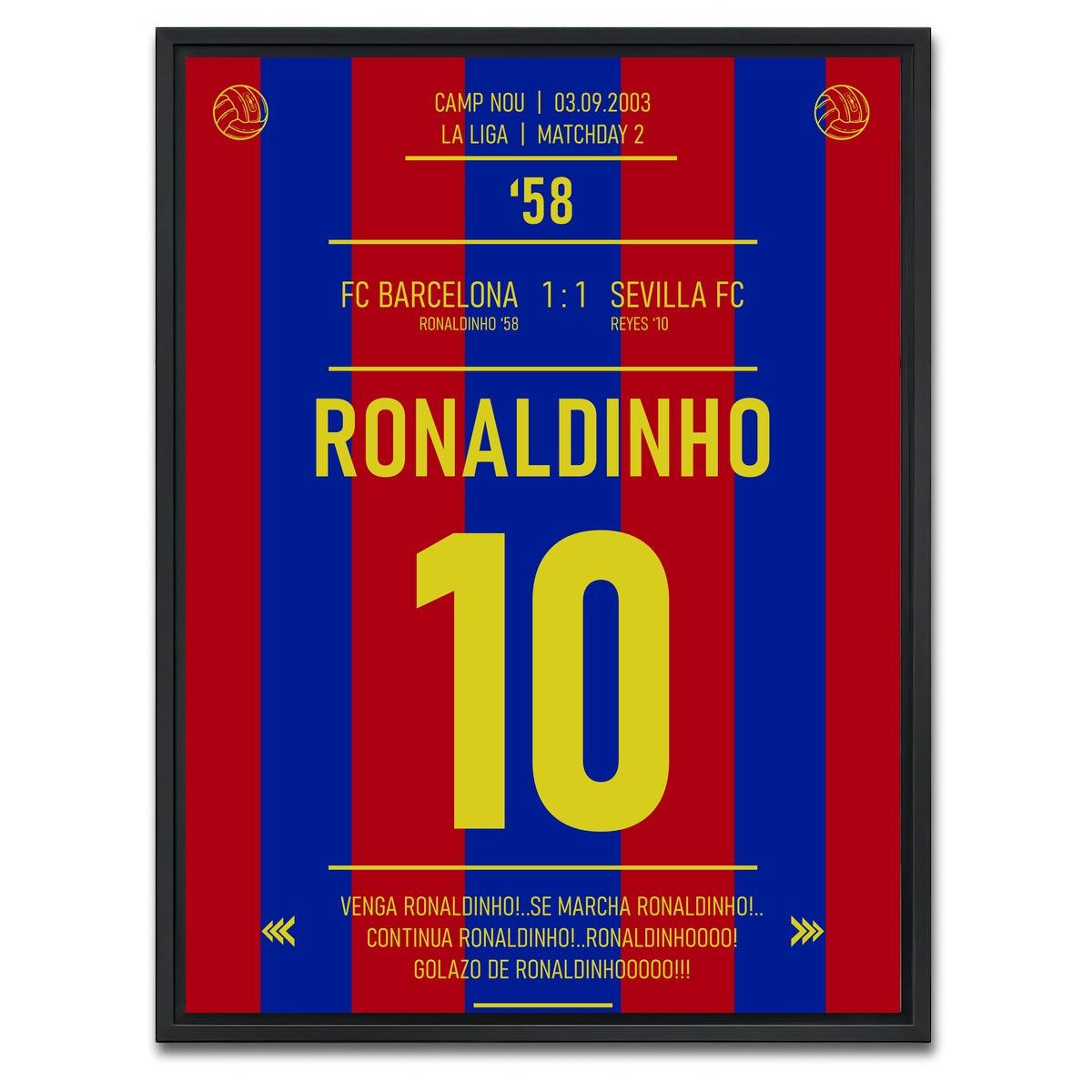 AUTO-MOCKUP WHITE | Ronaldinho Jersey | 1 Piece | Black Framed Canvas | group=3x4