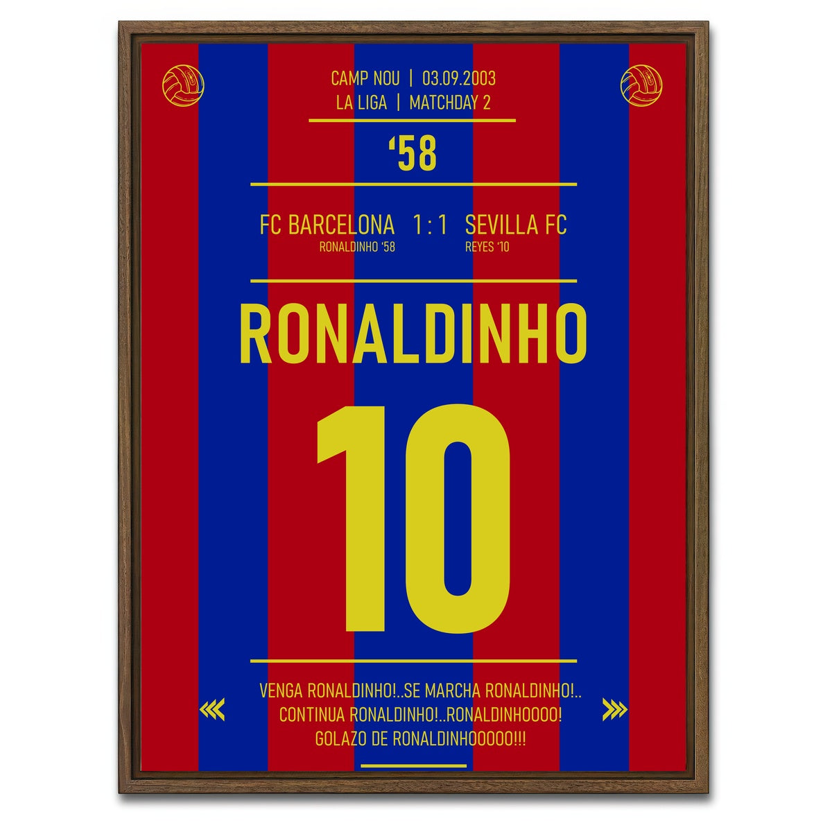 AUTO-MOCKUP WHITE | Ronaldinho Jersey | 1 Piece | Walnut Framed Canvas | group=3x4