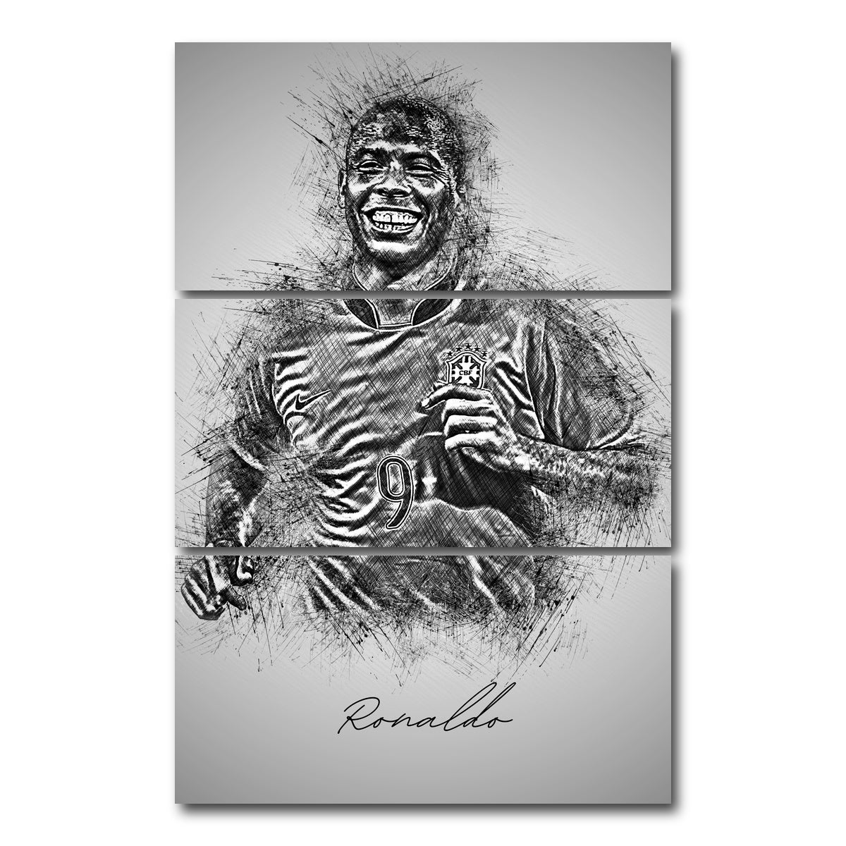 AUTO-MOCKUP WHITE | Ronaldo Nazario | 3 Piece | Gallery Wrap Canvas | group=12x24_stacked
