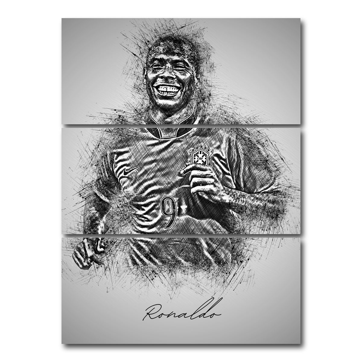 AUTO-MOCKUP WHITE | Ronaldo Nazario | 3 Piece | Gallery Wrap Canvas | group=8x18_stacked
