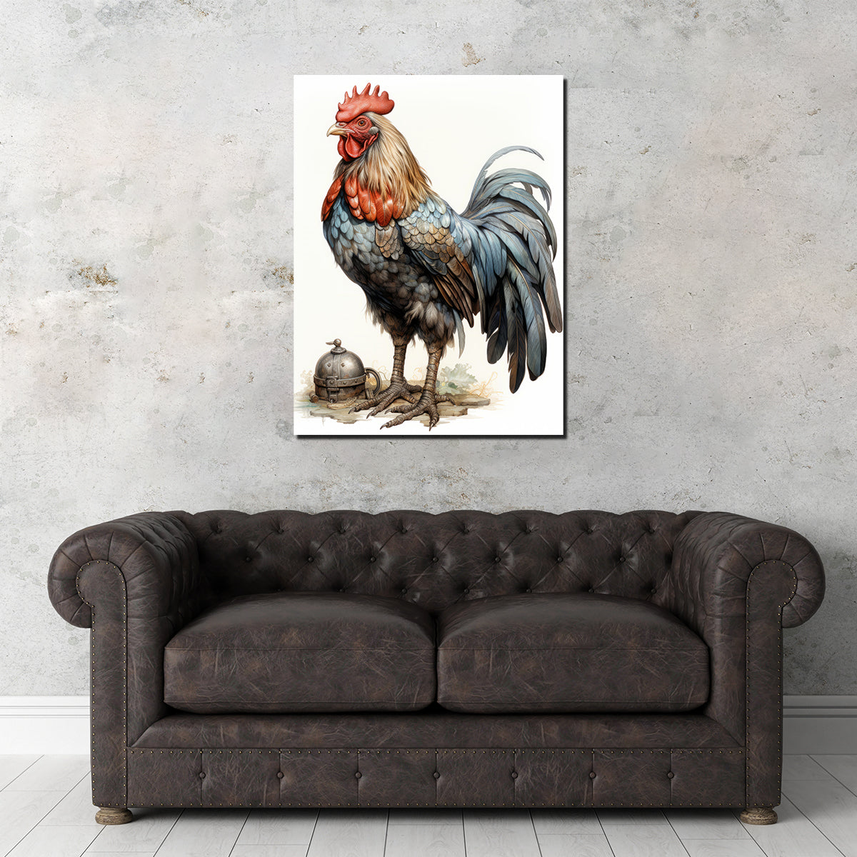 Rooster With Gold Horn Wall Art