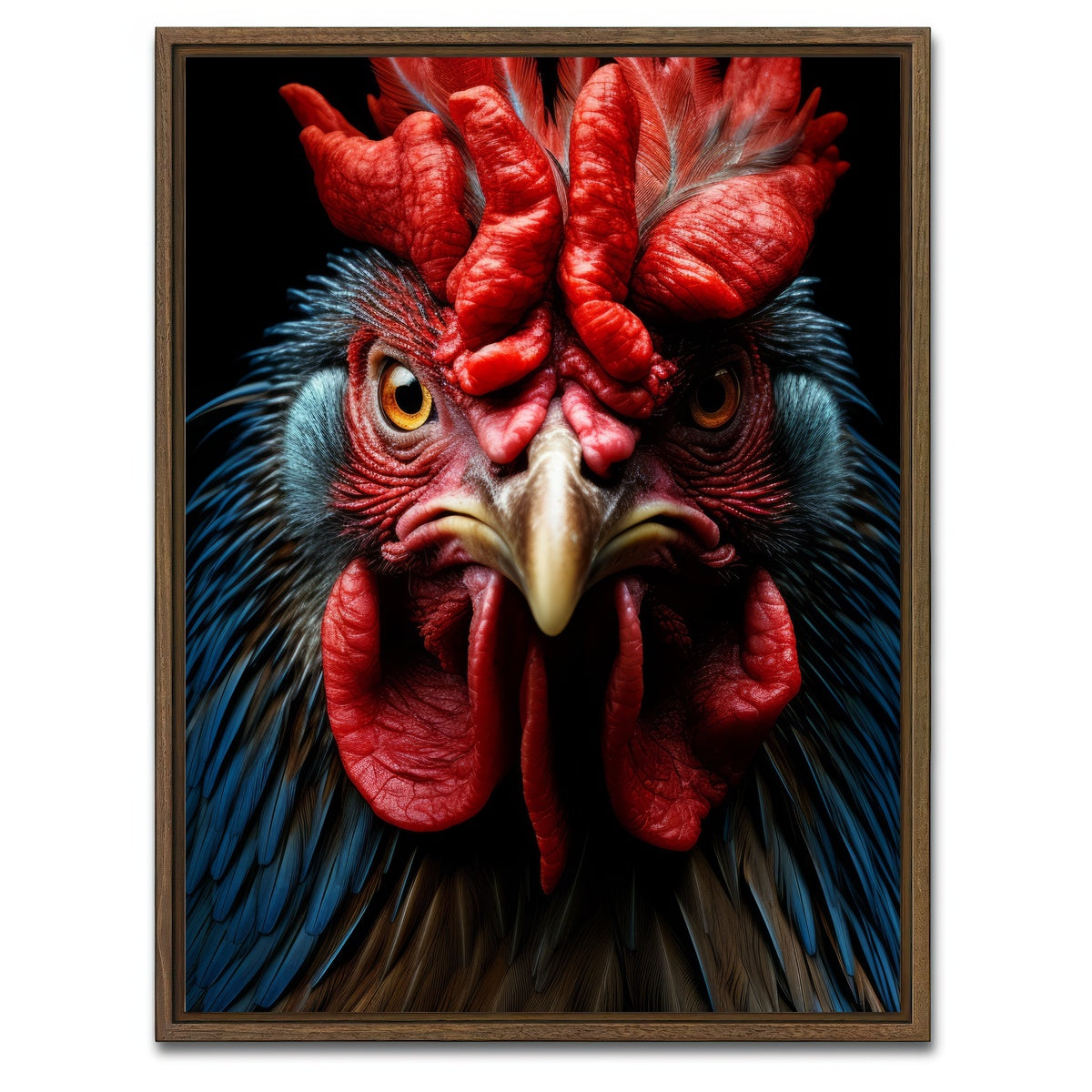 AUTO-MOCKUP WHITE | Rooster Black | 1 Piece | Walnut Framed Canvas | group=3x4