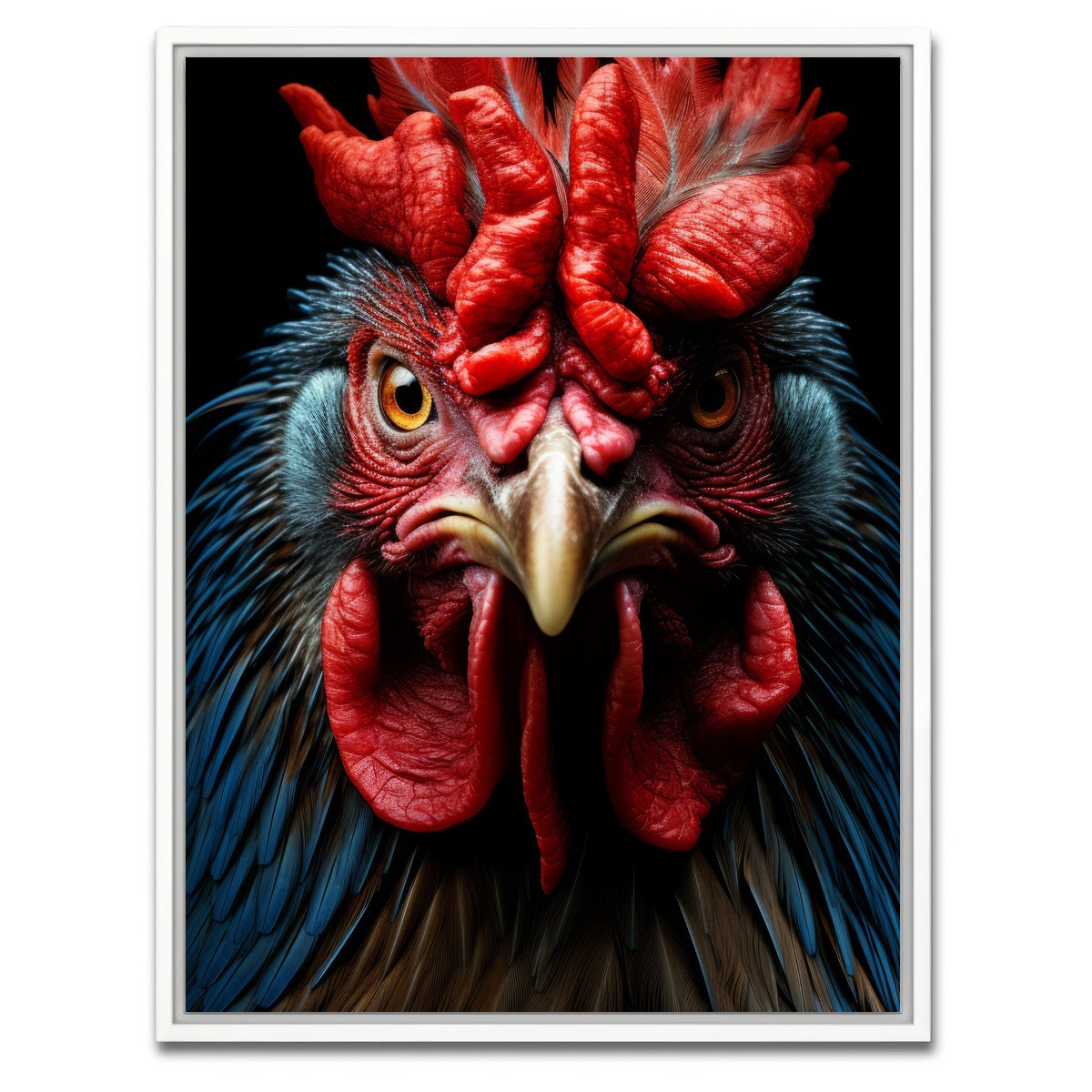 AUTO-MOCKUP WHITE | Rooster Black | 1 Piece | White Framed Canvas | group=3x4