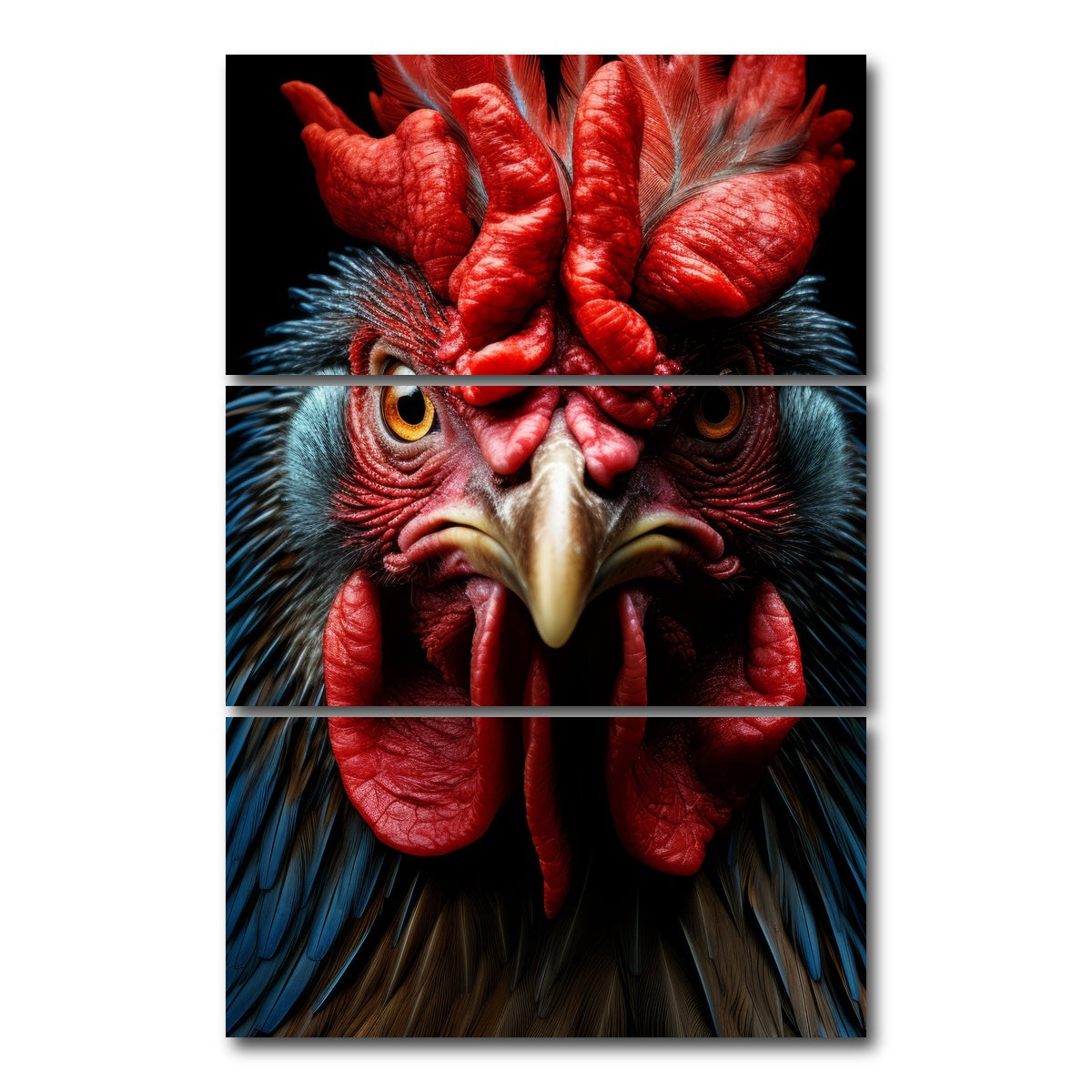 AUTO-MOCKUP WHITE | Rooster Black | 3 Piece | Gallery Wrap Canvas | group=12x24_stacked