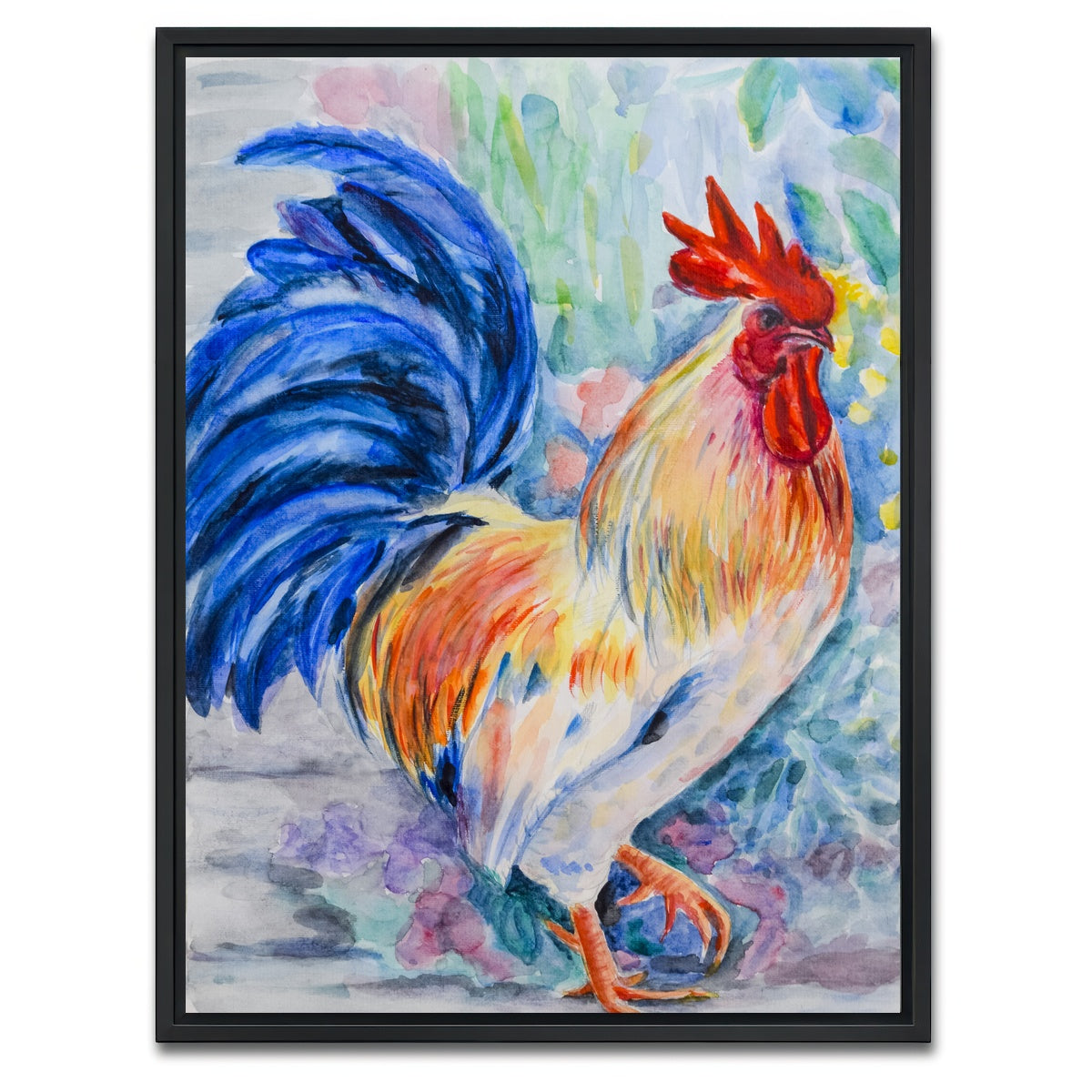 AUTO-MOCKUP WHITE | Rooster Painting | 1 Piece | Black Framed Canvas | group=3x4