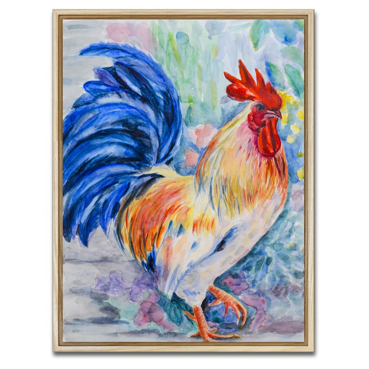 AUTO-MOCKUP WHITE | Rooster Painting | 1 Piece | Natural Framed Canvas | group=3x4