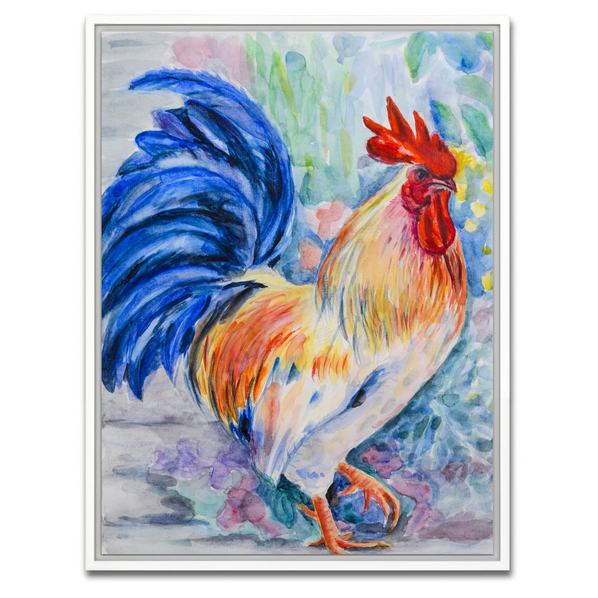 AUTO-MOCKUP WHITE | Rooster Painting | 1 Piece | White Framed Canvas | group=3x4