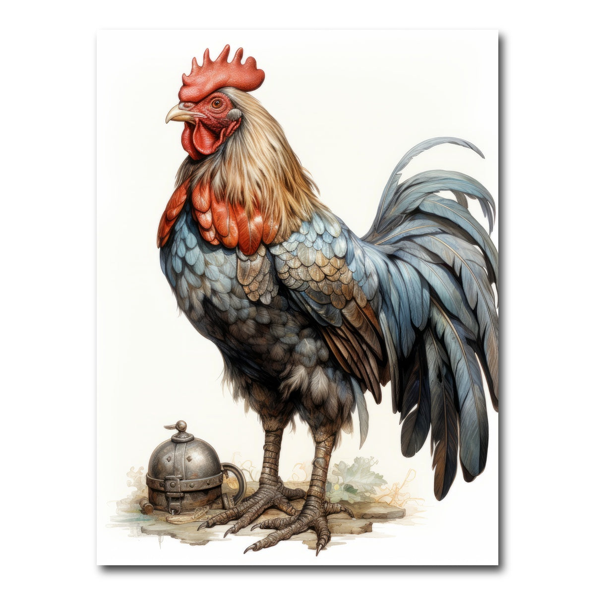 AUTO-MOCKUP WHITE | Rooster With Gold Horn | 1 Piece | Gallery Wrap Canvas | group=3x4